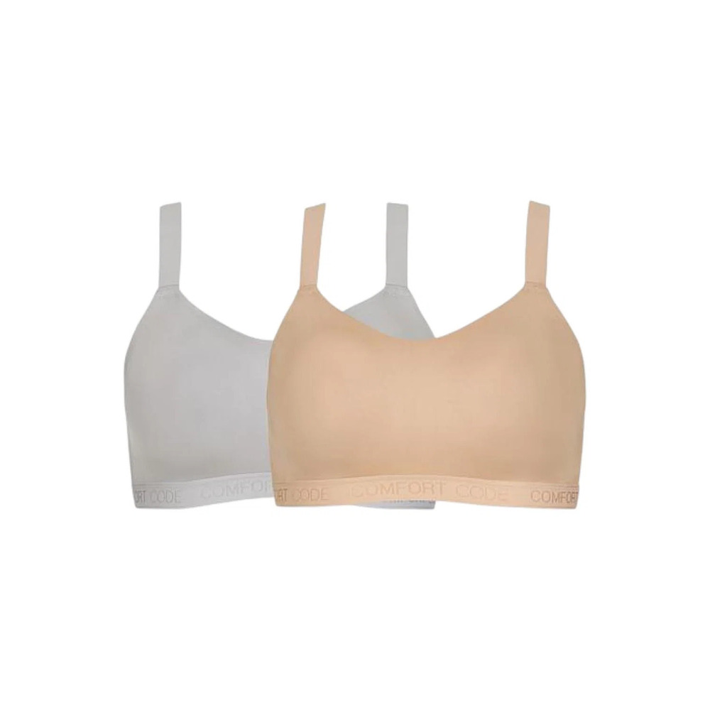 Comfort Code Women's 2-pack Signature Wireless Bra Frappe/Ice Gray -